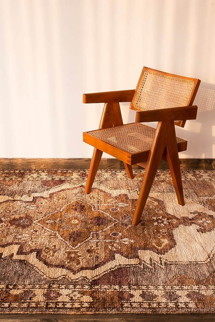 Brown Jute Hand-Knotted Carpet by Ghar Ghar at Pernia's Pop Up Shop