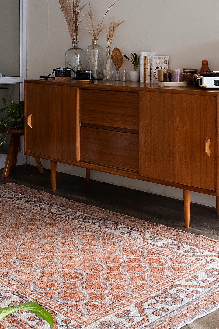 Rust & Beige Wool Hand-Knotted Carpet by Ghar Ghar at Pernia's Pop Up Shop