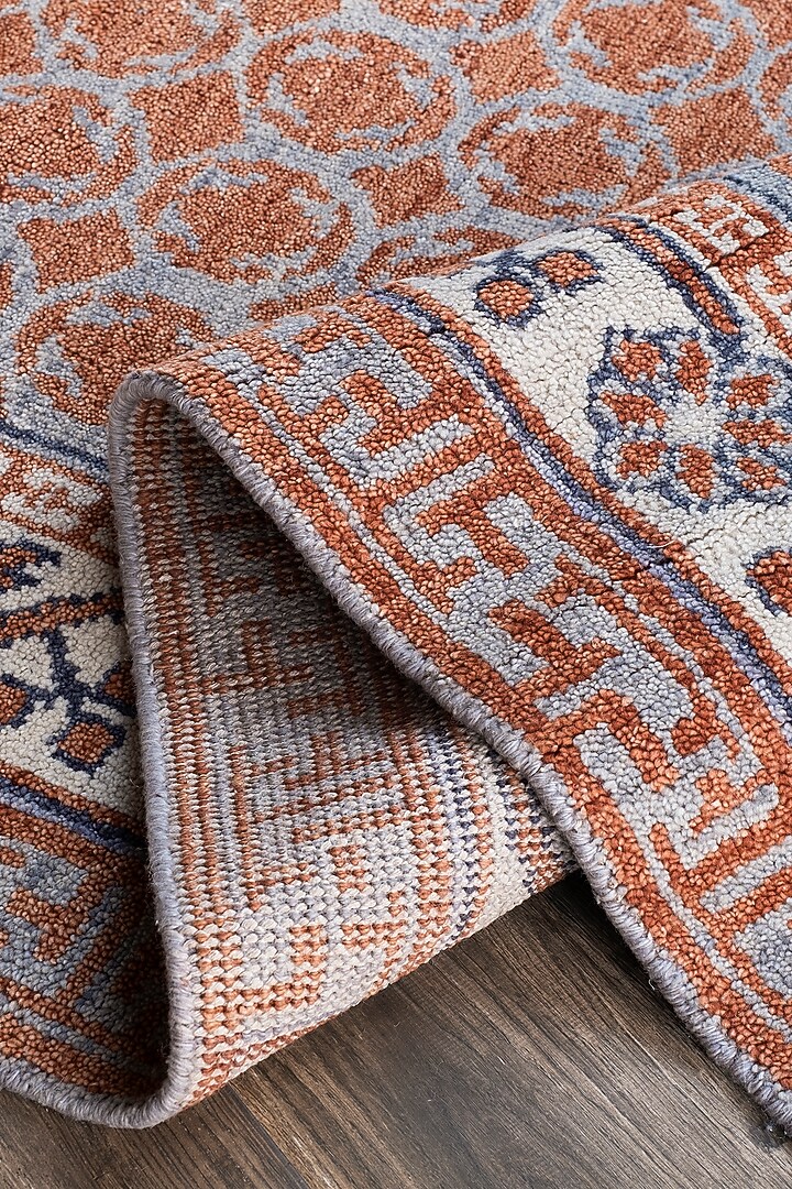 Rust & Beige Wool Hand-Knotted Carpet by Ghar Ghar at Pernia's Pop Up Shop