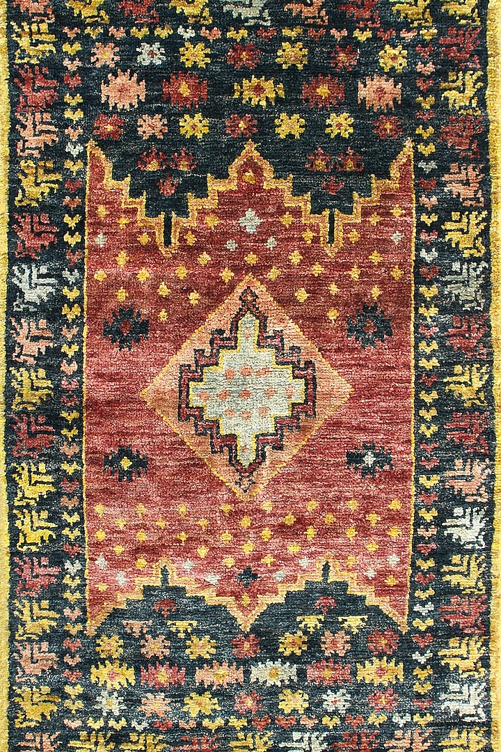 Multi-Colored Jute Hand-Knotted Carpet by Ghar Ghar