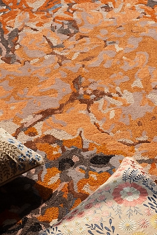 Rust & Black Hand-Tufted Carpet by Ghar Ghar