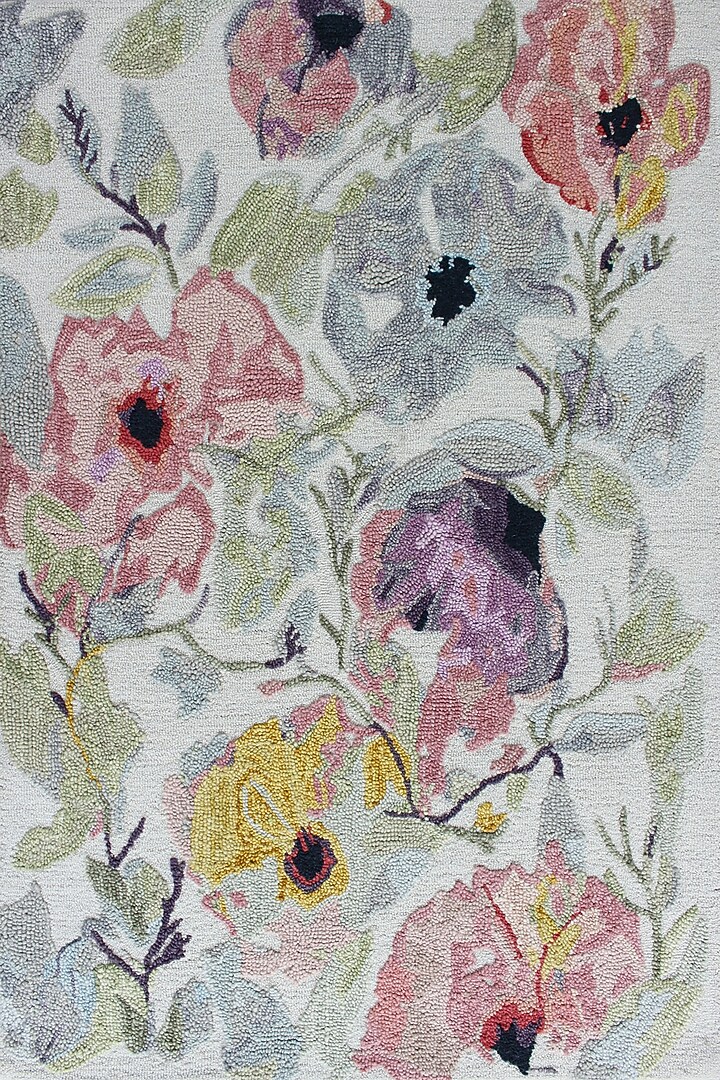 Ivory & Multi-Coloured Wool Rug by Ghar Ghar at Pernia's Pop Up Shop
