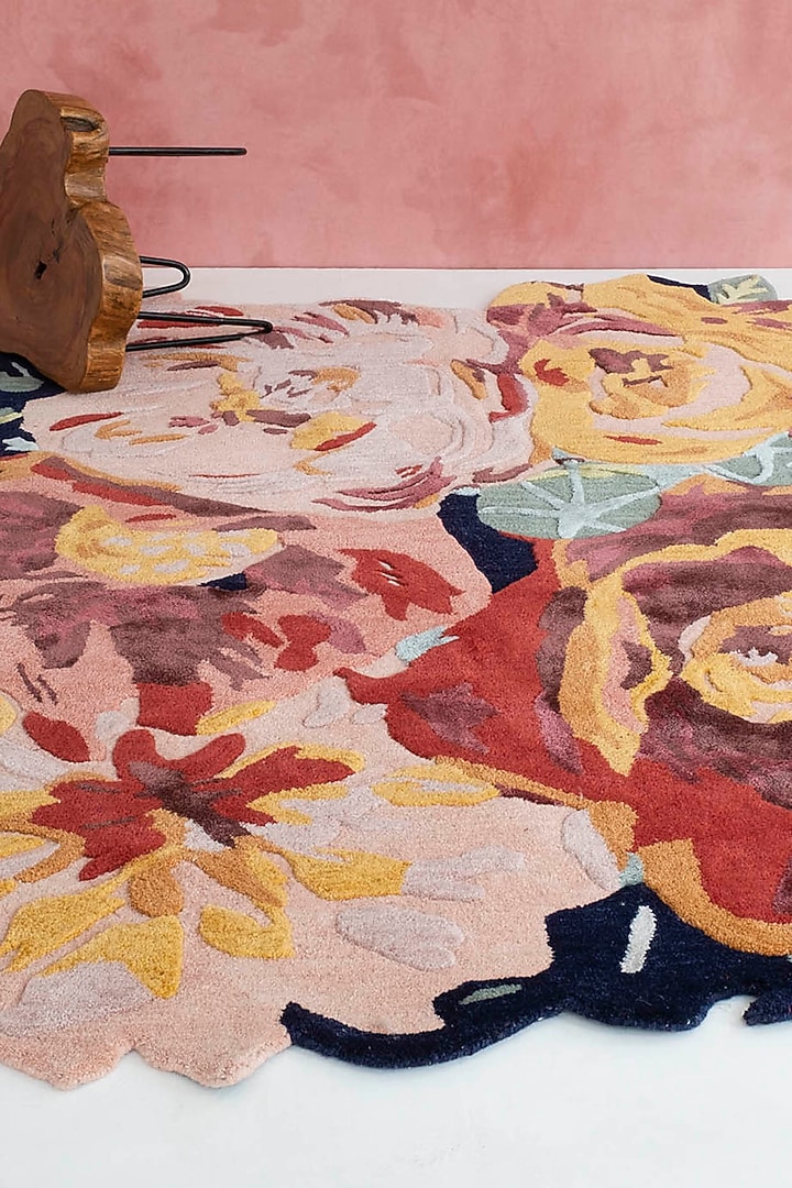 Red & Multi-Coloured Wool Rug by Ghar Ghar at Pernia's Pop Up Shop