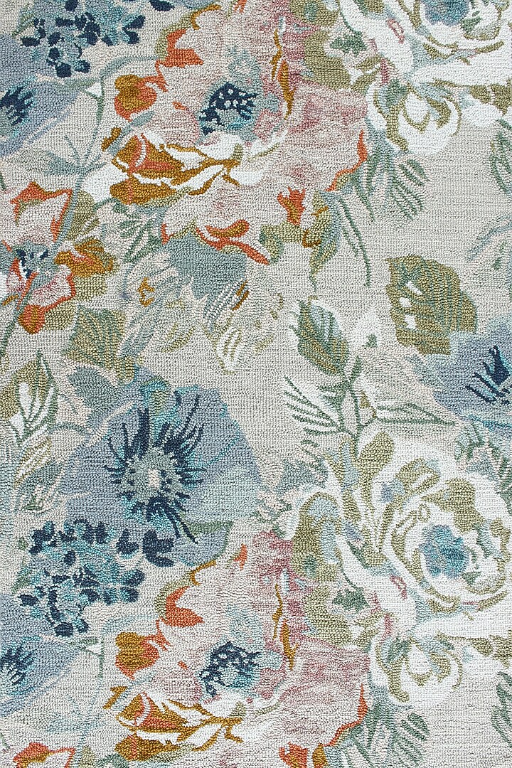 Light Grey & Multi-Coloured Wool Rug by Ghar Ghar at Pernia's Pop Up Shop