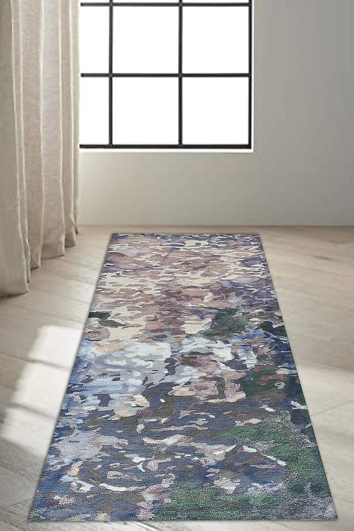 Multi-Coloured New Zealand Wool & Art Silk Rug by Ghar Ghar at Pernia's Pop Up Shop