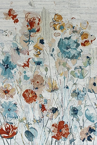 Multi-Colored Floral Wool Rug by Ghar Ghar