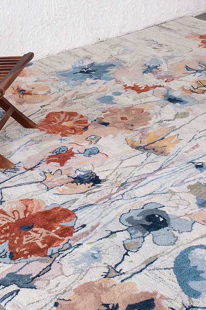 Multi-Colored Floral Wool Rug by Ghar Ghar at Pernia's Pop Up Shop