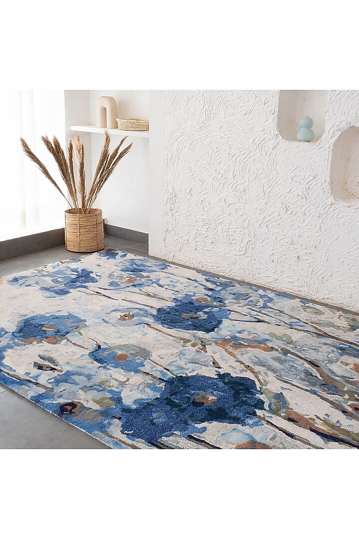 Multi-Colored Floral Hand Tufted Rug by Ghar Ghar at Pernia's Pop Up Shop