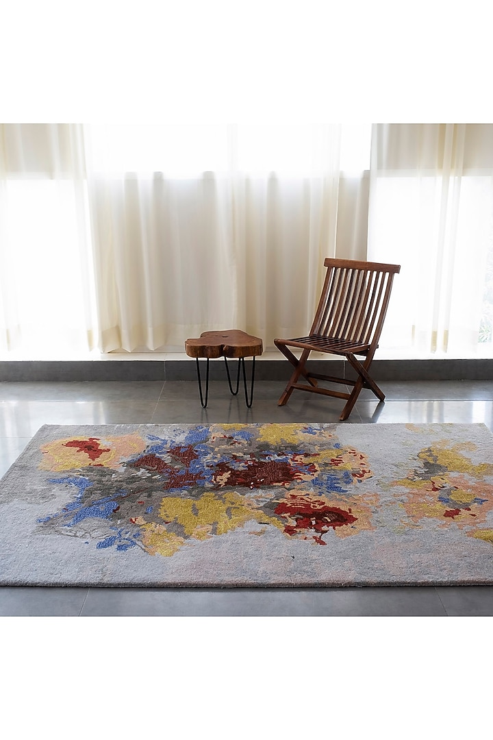 Multi-Colored & Light Grey Floral Rug by Ghar Ghar at Pernia's Pop Up Shop