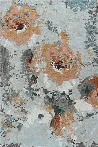 Multi-Colored & Light Blue Floral Rug by Ghar Ghar