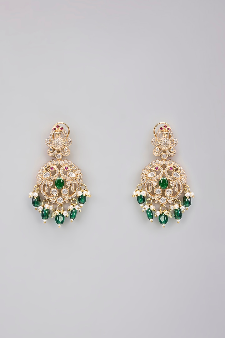 Rose Gold Finish Kundan Polki & Emerald Stone Necklace Set by Gehna Shop at Pernia's Pop Up Shop