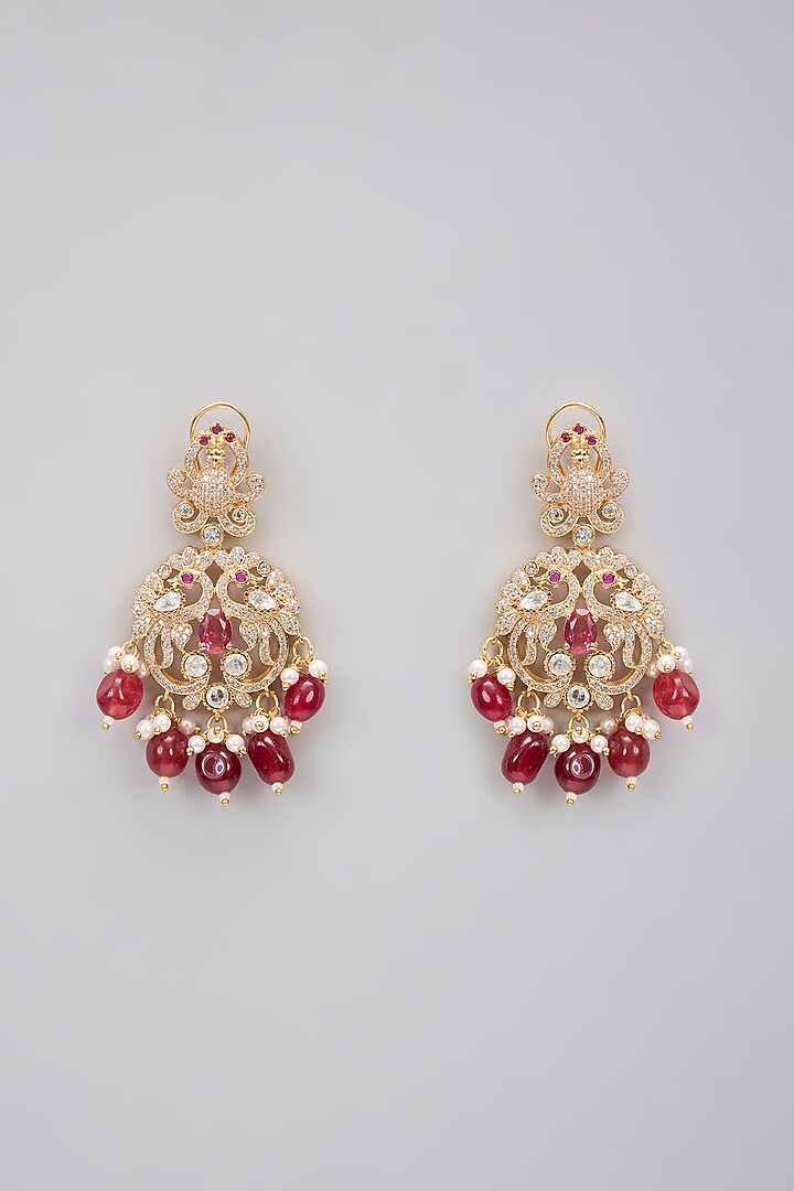 Rose Gold Finish Kundan Polki & Ruby Stone Necklace Set by Gehna Shop at Pernia's Pop Up Shop