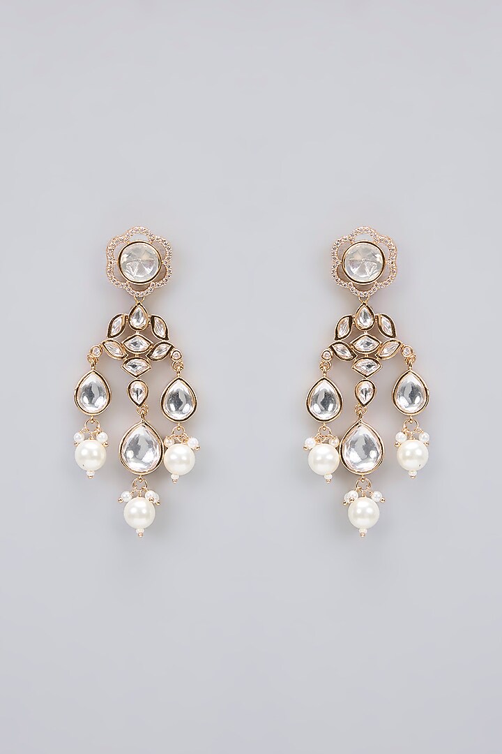 Rose Gold Finish Kundan Polki & AD Stone Necklace Set by Gehna Shop at Pernia's Pop Up Shop