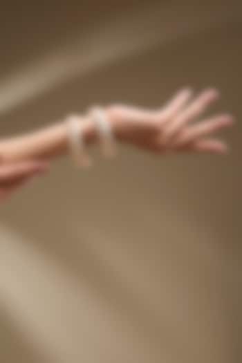 Rose Gold Finish Kundan Polki Bangles (Set Of 2) by Gehna Shop at Pernia's Pop Up Shop