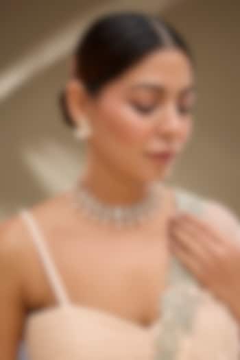 Rose Gold Finish Kundan Polki & AD Stone Choker Necklace Set by Gehna Shop at Pernia's Pop Up Shop