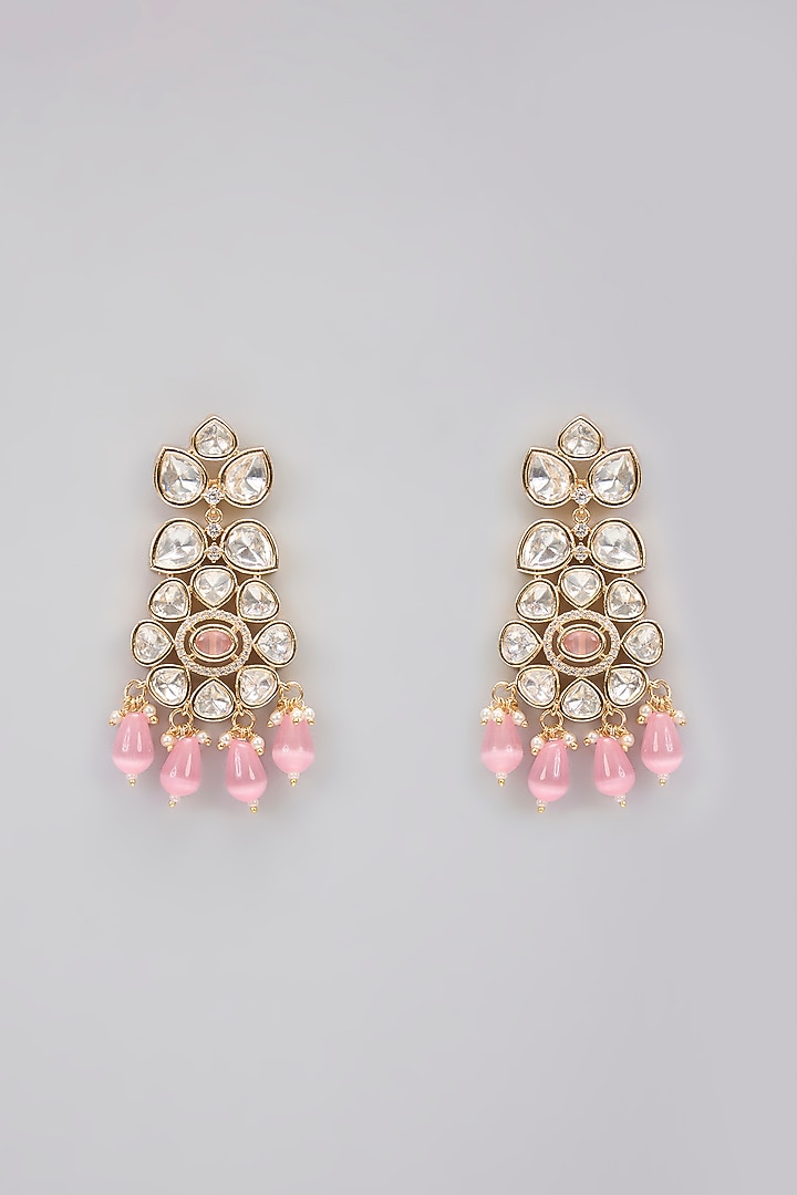 Rose Gold Finish Pink Kundan Polki & AD Stone Choker Necklace Set by Gehna Shop at Pernia's Pop Up Shop