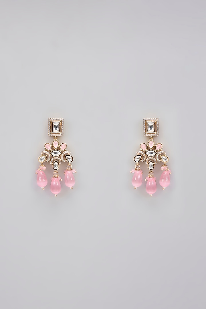 Rose Gold Finish Pink Kundan Polki Choker Necklace Set by Gehna Shop at Pernia's Pop Up Shop