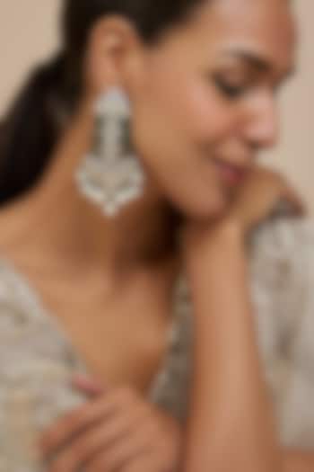 Two-Tone Finish Kundan Polki & American Diamond Dangler Earrings by Gehna Shop