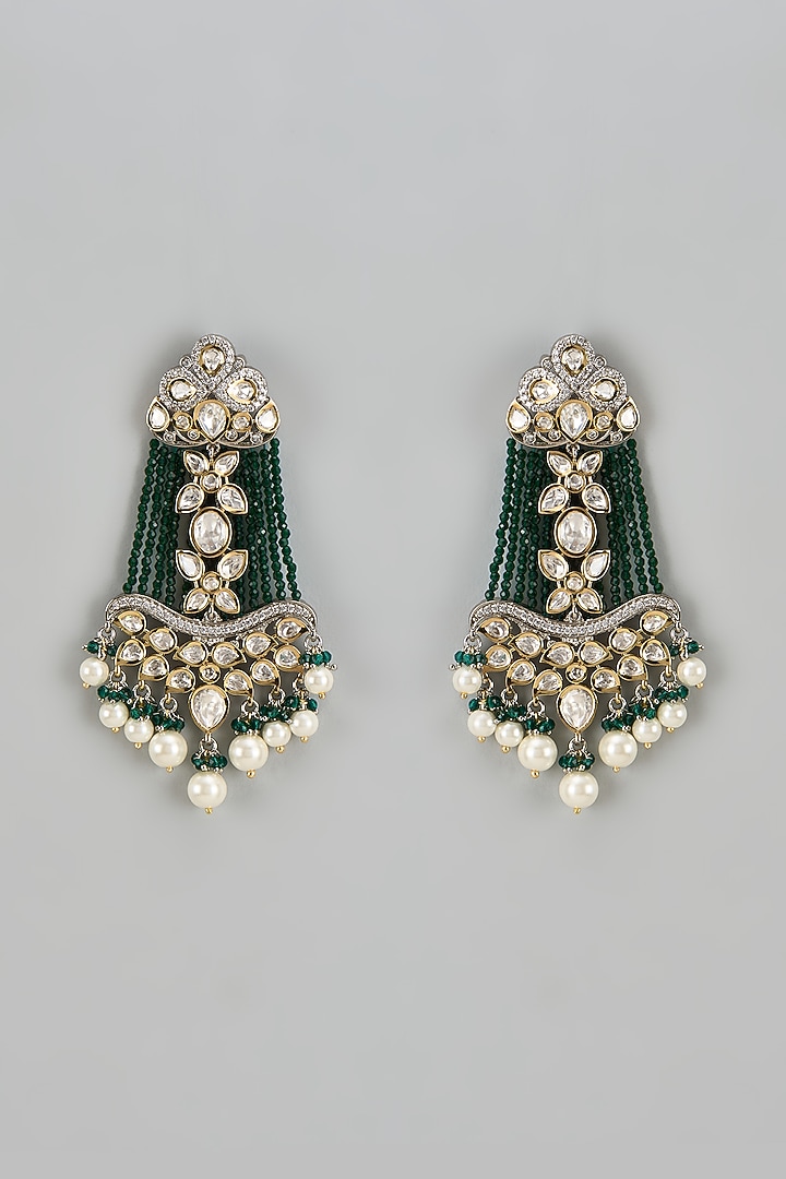 Two-Tone Finish Kundan Polki American Diamond Dangler Earrings by Gehna  Shop at Pernia's Pop Up Shop