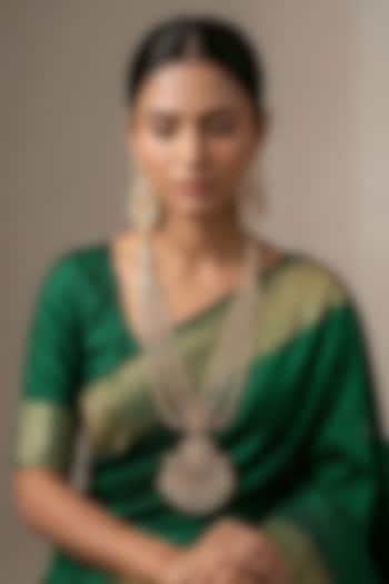 Gold Finish Kundan Polki & American Diamond Long Necklace Set by Gehna Shop at Pernia's Pop Up Shop