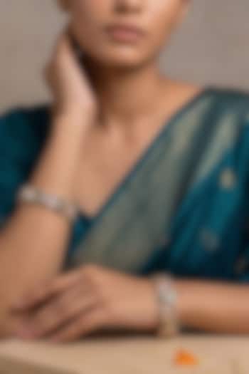 Gold Finish Green Kundan Polki Bangles (Set Of 2) by Gehna Shop at Pernia's Pop Up Shop