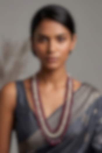 Gold Finish Ruby Beaded Layered Necklace by Gehna Shop at Pernia's Pop Up Shop