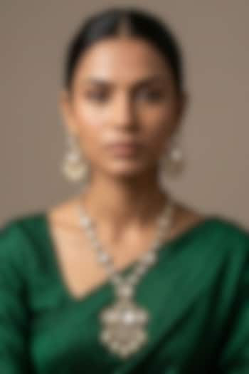 Gold Finish Kundan Polki Pendant Necklace Set by Gehna Shop at Pernia's Pop Up Shop