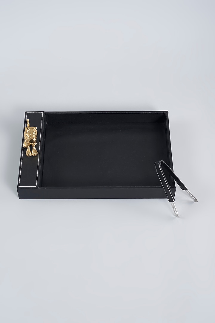 Black Leatherette Bar Set (Set of 4) by Gifted at Pernia's Pop Up Shop