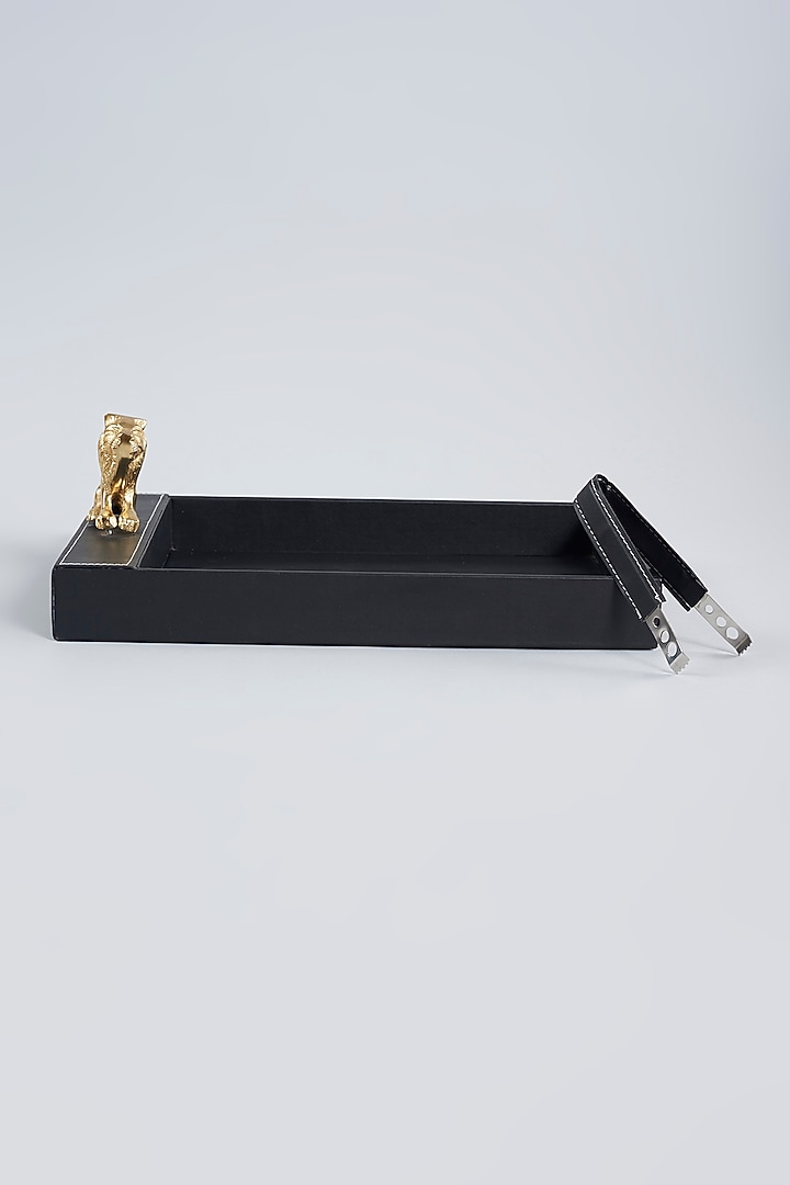Black Leatherette Bar Set (Set of 4) by Gifted at Pernia's Pop Up Shop