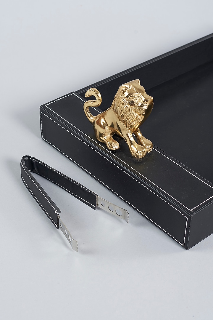 Black Leatherette Bar Set (Set of 4) by Gifted at Pernia's Pop Up Shop