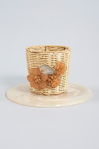 Peach Bamboo & Polyresin Cake Platter by Gifted