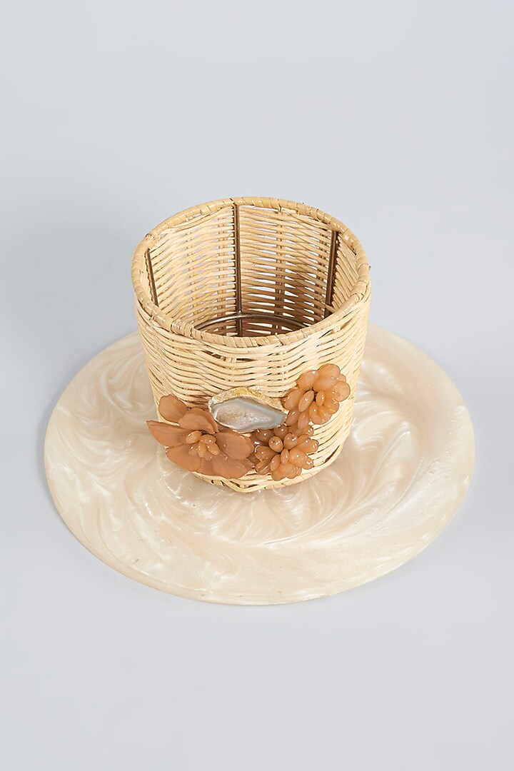 Peach Bamboo & Polyresin Cake Platter by Gifted at Pernia's Pop Up Shop