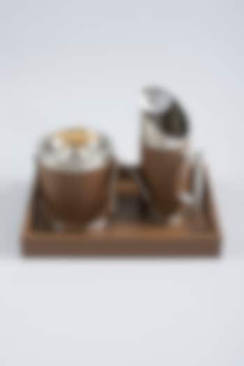 Tan Leatherette Bar Set (Set of 4) by Gifted at Pernia's Pop Up Shop