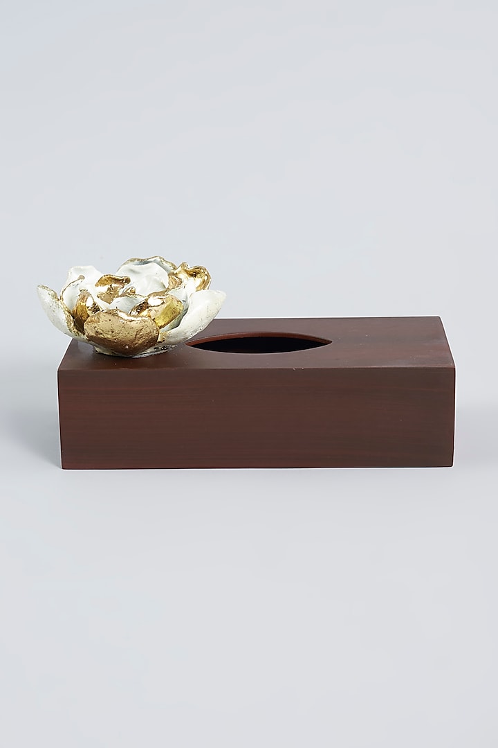 Brown Wooden Tissue Box by Gifted