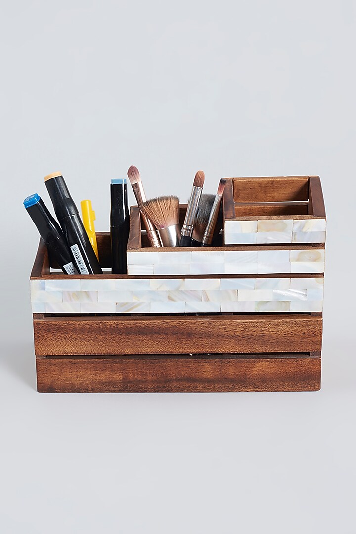 Peach Mother Of Pearl Cutlery Holder by Gifted at Pernia's Pop Up Shop