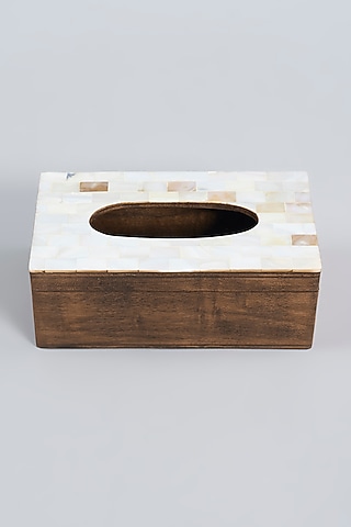 Wooden Mother Of Pearl Tissue Box by Gifted