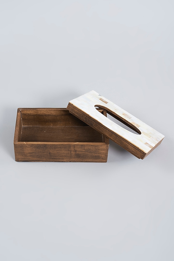 Wooden Mother Of Pearl Tissue Box by Gifted at Pernia's Pop Up Shop