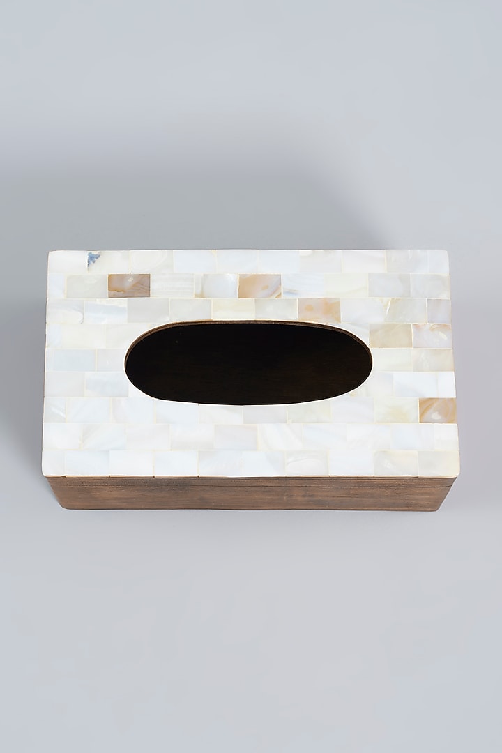 Wooden Mother Of Pearl Tissue Box by Gifted at Pernia's Pop Up Shop