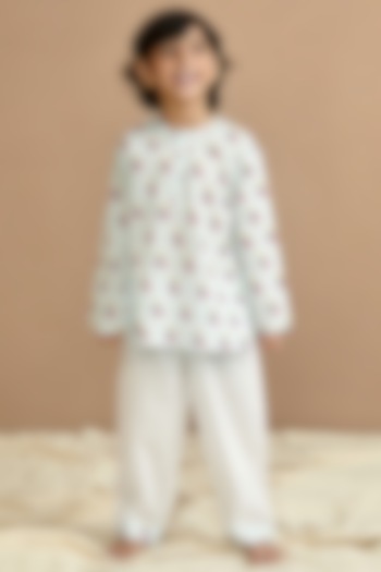 Sky Blue Cotton Printed Night Suit Set by Giggle Buns at Pernia's Pop Up Shop