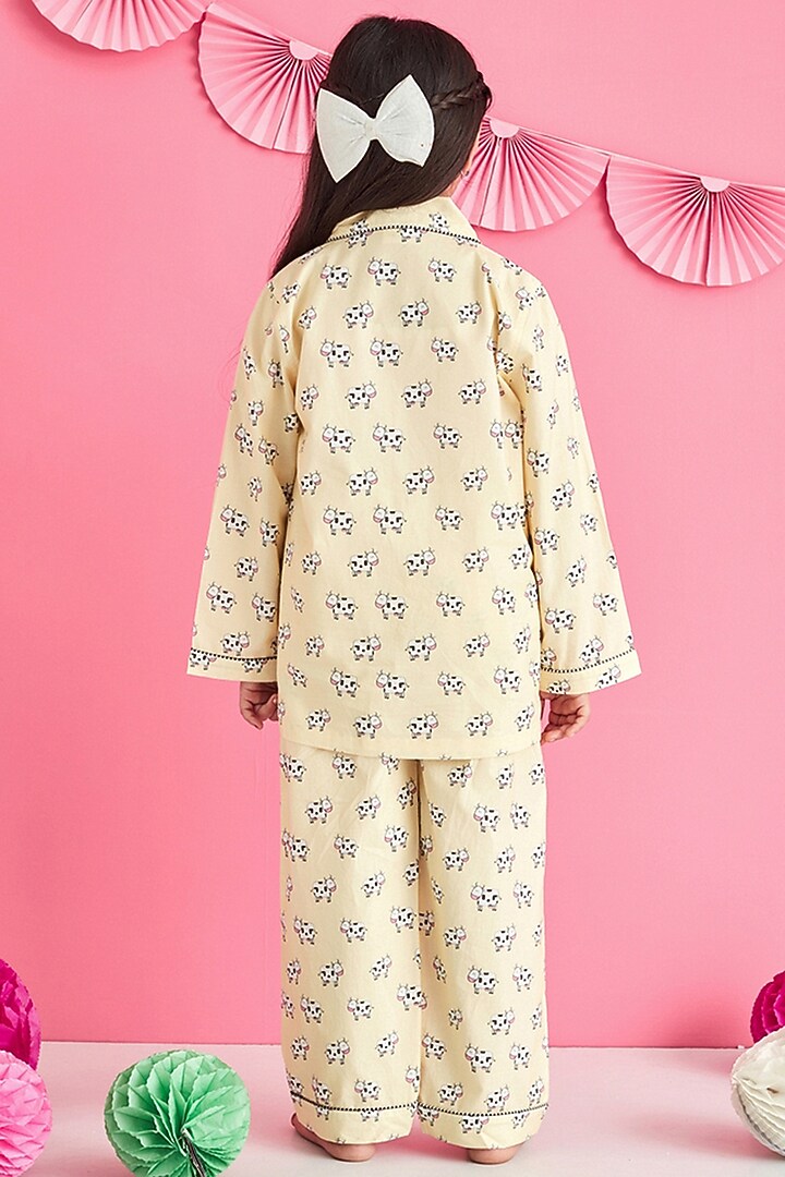 Yellow Cotton Printed Nightsuit by Giggle Buns at Pernia's Pop Up Shop