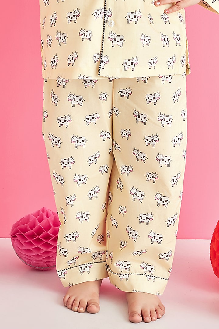 Yellow Cotton Printed Nightsuit by Giggle Buns at Pernia's Pop Up Shop