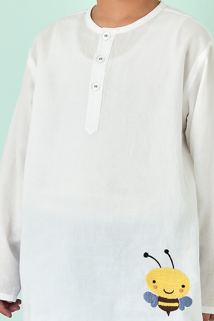 White & Blue Printed Night Suit by Giggle Buns at Pernia's Pop Up Shop
