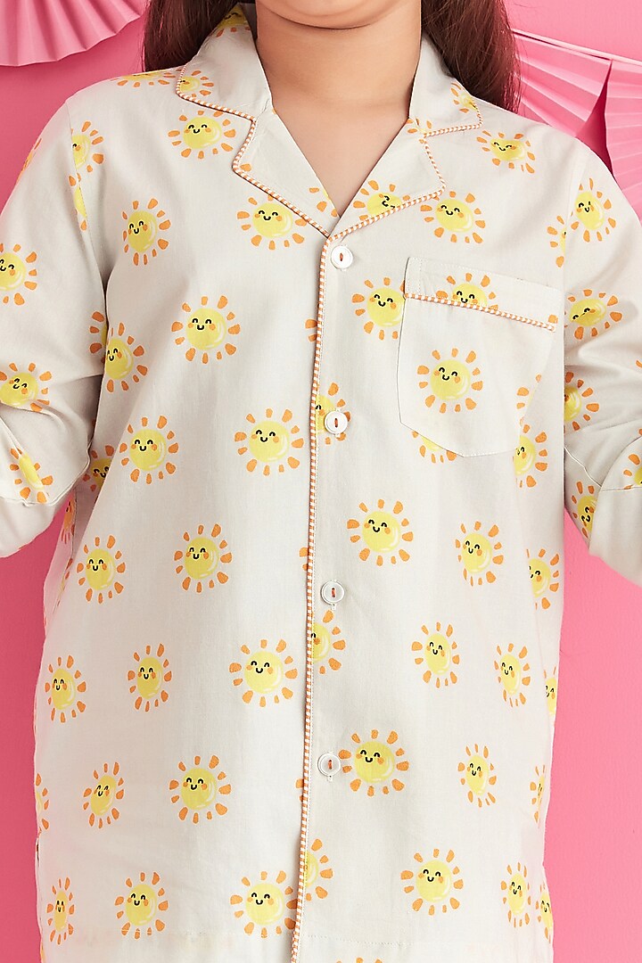 Yellow Printed Night Suit by Giggle Buns at Pernia's Pop Up Shop