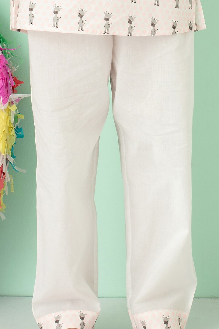 Off White & Pink Printed Night Suit by Giggle Buns at Pernia's Pop Up Shop