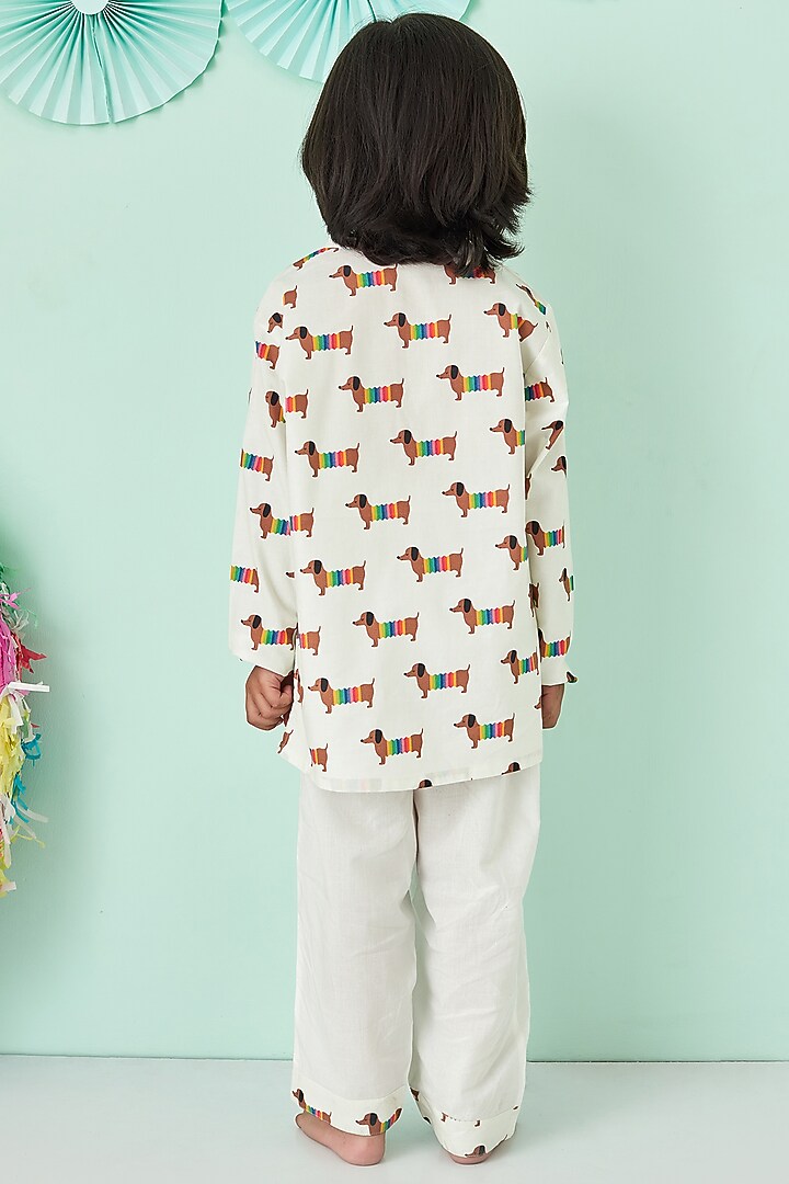 Off White Printed Night Suit by Giggle Buns at Pernia's Pop Up Shop