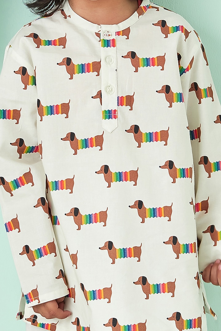 Off White Printed Night Suit by Giggle Buns at Pernia's Pop Up Shop