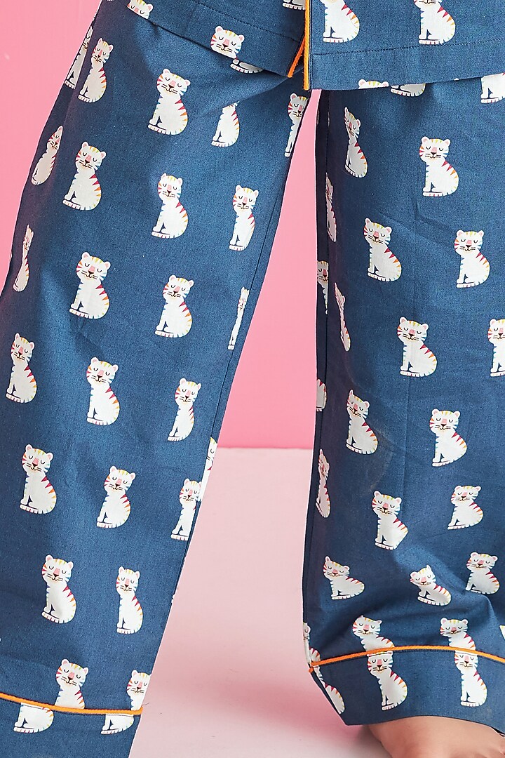 Dark Blue Printed Night Suit by Giggle Buns at Pernia's Pop Up Shop