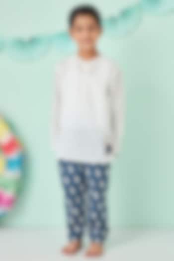 Dark Blue Cotton Printed Night Suit by Giggle Buns at Pernia's Pop Up Shop