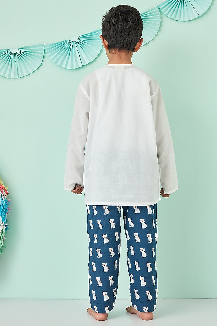 Dark Blue Cotton Printed Night Suit by Giggle Buns at Pernia's Pop Up Shop