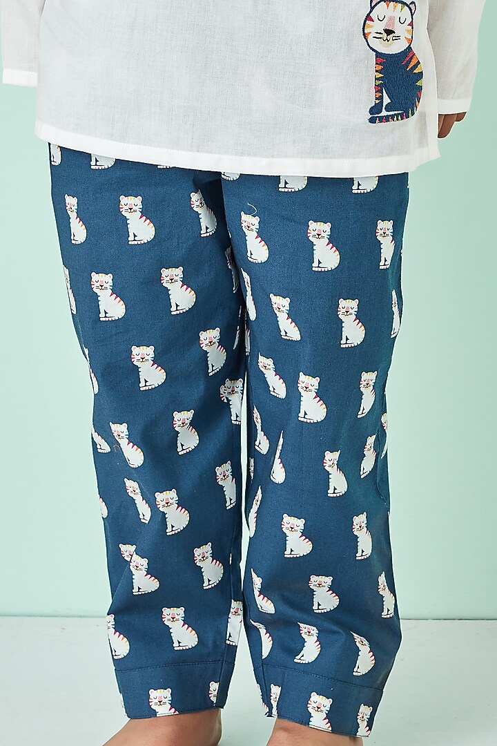Dark Blue Cotton Printed Night Suit by Giggle Buns at Pernia's Pop Up Shop